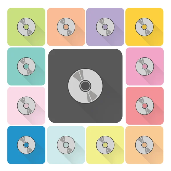 CD or DVD Icon color set vector illustration — Stock Vector