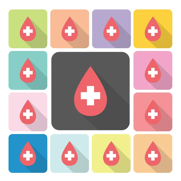 Icon de sangue conjunto de cores vetor ilustração — Vetor de Stock