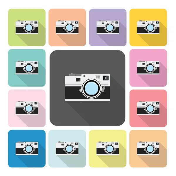 Camera pictogram kleur ingesteld vectorillustratie — Stockvector