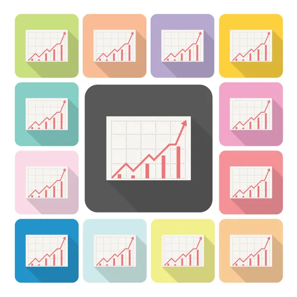 ベクトル図を設定成長グラフのアイコンの色 — ストックベクタ