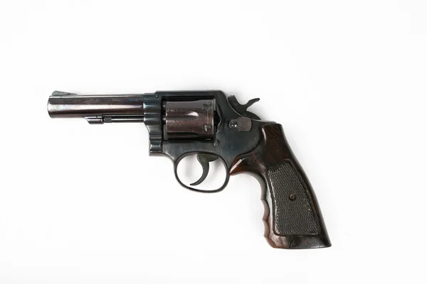 白い背景上に分離されて黒リボルバー銃 — ストック写真