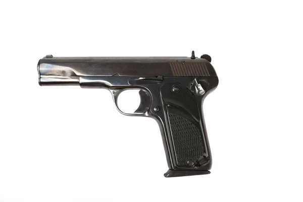 Semi-automatyczny 9 mm pistolet na białym tle — Zdjęcie stockowe