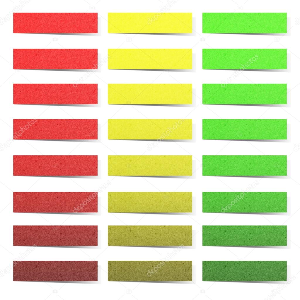 Ripped colorful sticky papers on white background.
