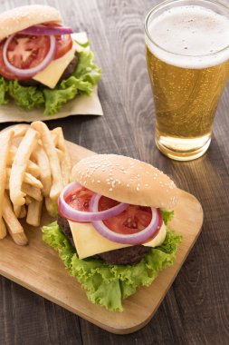 Hamburger bira ahşap tablo