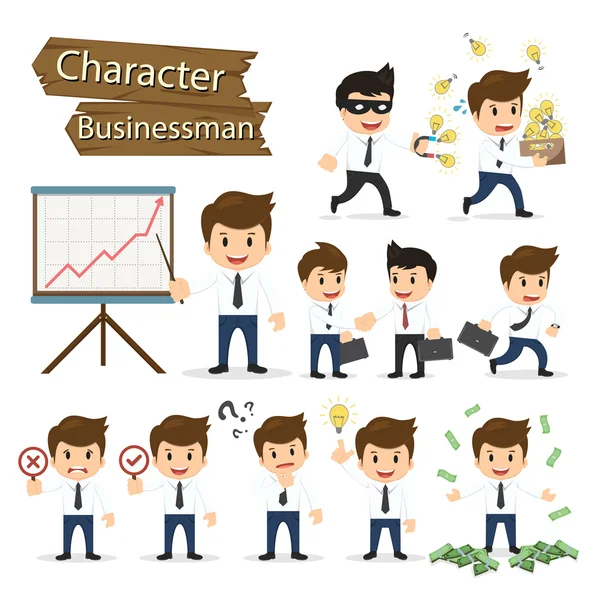 Set of business character expressing feeling and emotional conce — Stock Vector