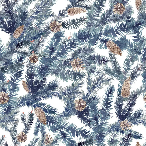 Merry Christmas and New Year watercolor hand painted seamless pattern — Stock Photo, Image