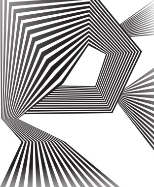 siyah ve beyaz mobious dalga çizgili optik soyut tasarım