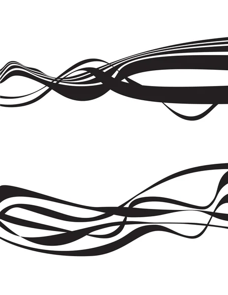 Siyah ve beyaz dalga şerit tasarım kümesi — Stok Vektör