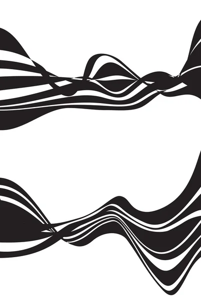 Siyah ve beyaz dalga şerit tasarım kümesi — Stok Vektör