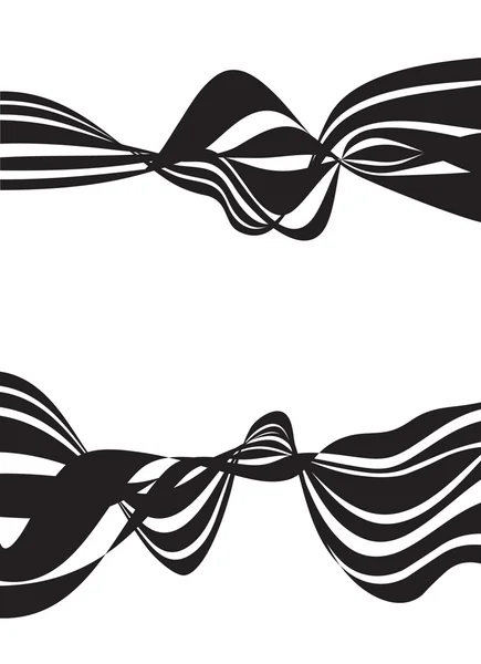 Set disegno banda onda in bianco e nero — Vettoriale Stock