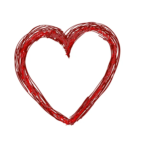 Dibujado a mano pintado corazón rojo, elemento vectorial para su diseño — Archivo Imágenes Vectoriales