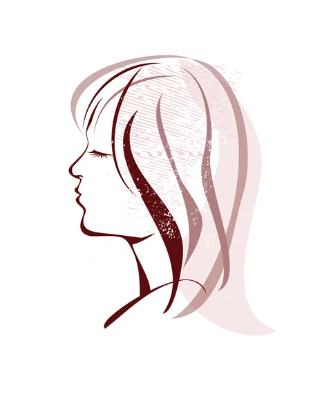 Mulher Estilo de cabelo Silhueta com texturas — Vetor de Stock