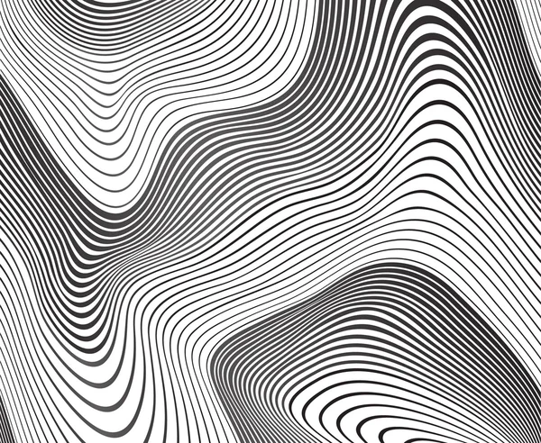 Schwarz-weißer Wellenstreifen Optische Kunst Design — Stockvektor