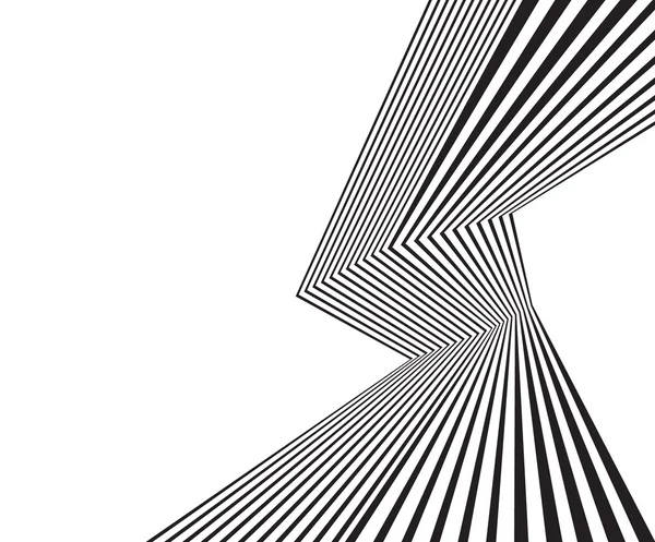 Černý a bílý pohyblivý vlnový proužek optický abstraktní design — Stockový vektor