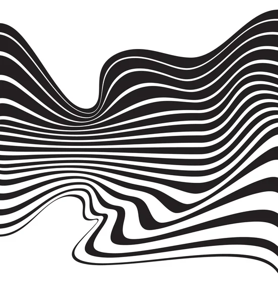 흑인과 백인 mobious 웨이브 스트라이프 광학 예술 디자인 — 스톡 벡터