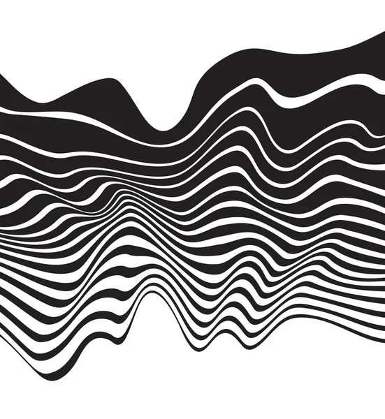 Bianco e nero mobious wave stripe disegno arte ottica — Vettoriale Stock