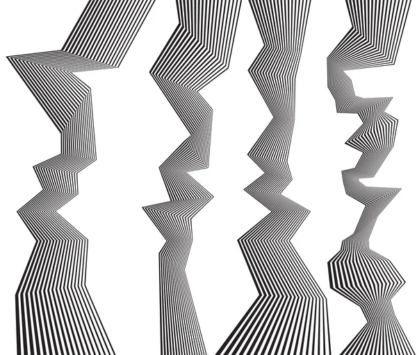 Siyah ve beyaz mobious dalga çizgili optik soyut tasarım Stok Illüstrasyon
