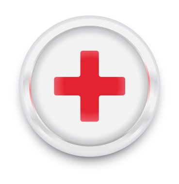 ilk yardım tıbbi buttun beyaz izole