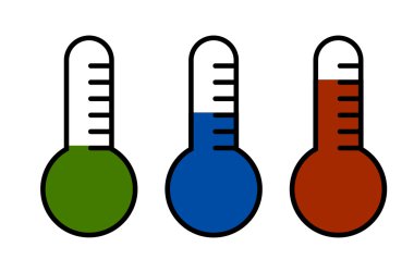 termometre simgesi, düz sembol, minnimal simge tasarımı kırmızı mavi sha