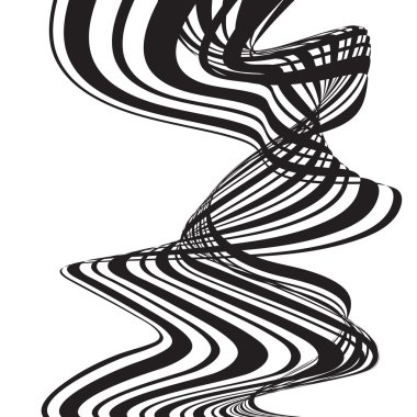 siyah ve beyaz mobious dalga çizgili optik tasarım