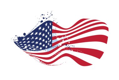 Grunge Amerikan bayrağı ABD bayrağı üzerinde beyaz izole, tasarım dokulu
