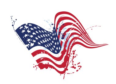 Grunge Amerikan bayrağı ABD bayrağı üzerinde beyaz izole, tasarım dokulu