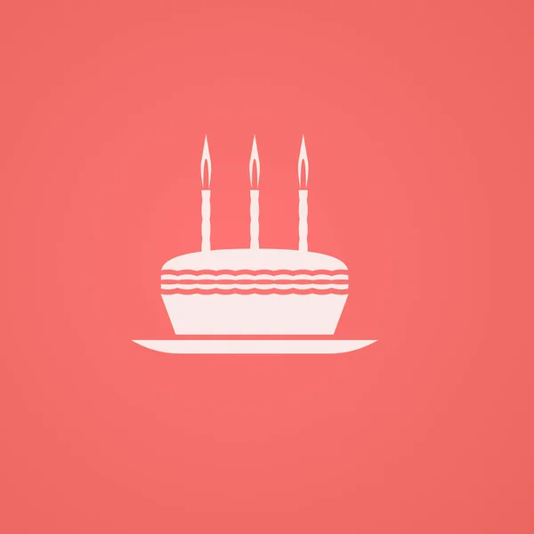 Símbolo de pastel de cumpleaños. icono plano Ilustración suave gradiente ba — Vector de stock
