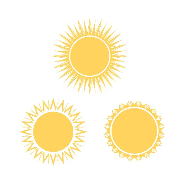 Geel zon symbool set, teken, pictogram — Stockvector