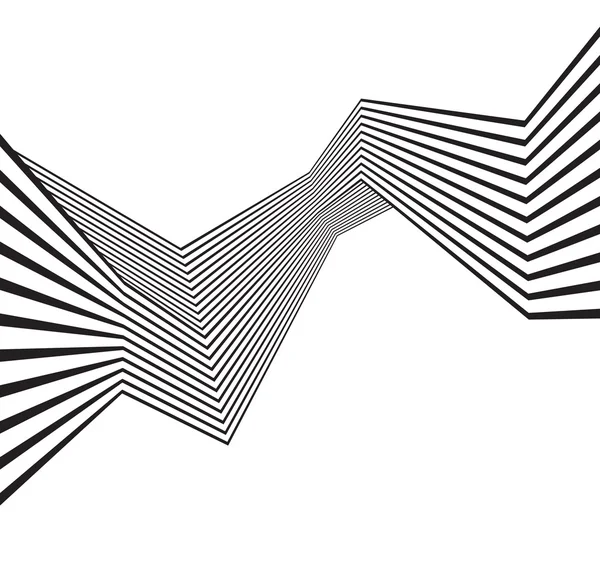 Arte óptica, opart listrado fundo ondulado. ondas abstratas preto — Vetor de Stock
