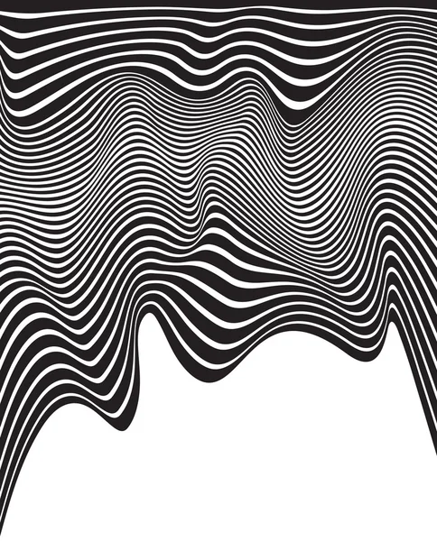 Optical art opart prokládané vlnité pozadí abstraktní vlny černé — Stockový vektor