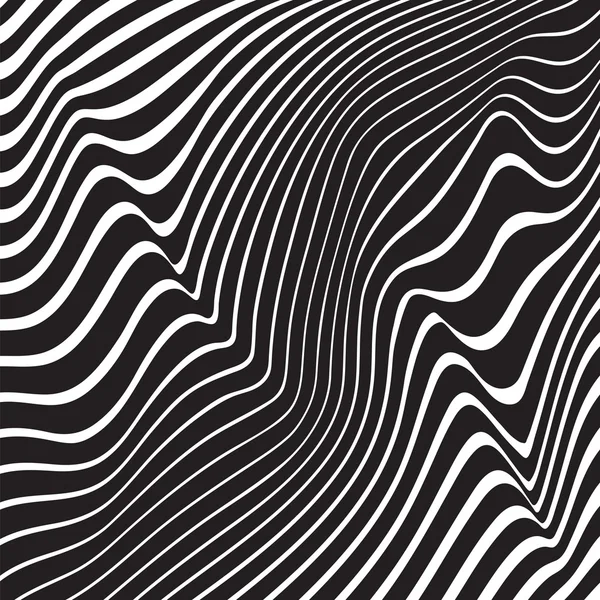 Arte óptico opart rayas ondulado fondo abstracto ondas negro a — Vector de stock