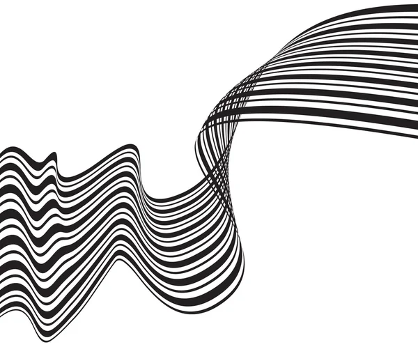 Bianco e nero mobious wave stripe disegno ottico opart — Vettoriale Stock