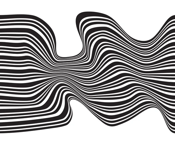 Siyah ve beyaz mobious dalga çizgili optik tasarım — Stok Vektör