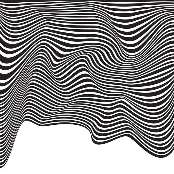 Optical art background wave design black and white — Stock Vector