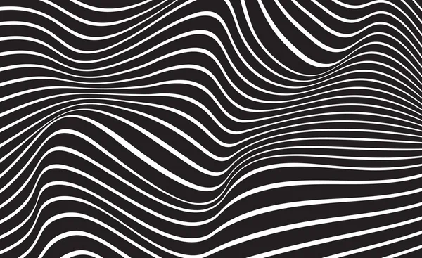 Optical art background wave design black and white — Stock Vector