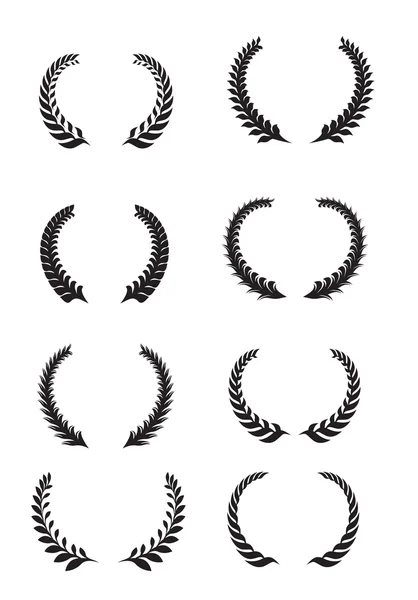 Conjunto de corona de laurel. trigo conjunto vector marco elementos de éxito — Vector de stock