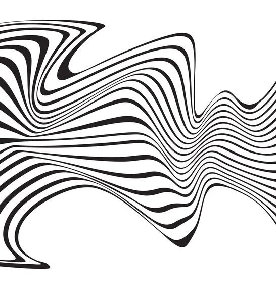 Arte óptica fundo onda design preto e branco — Vetor de Stock