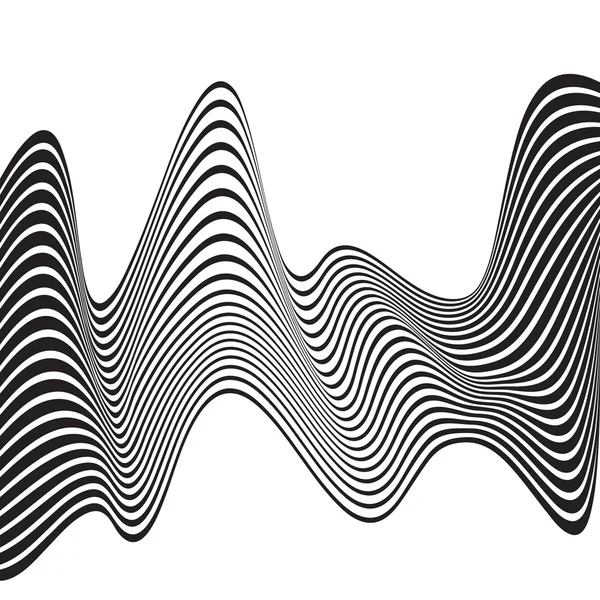 Arte óptica fundo onda design preto e branco — Vetor de Stock