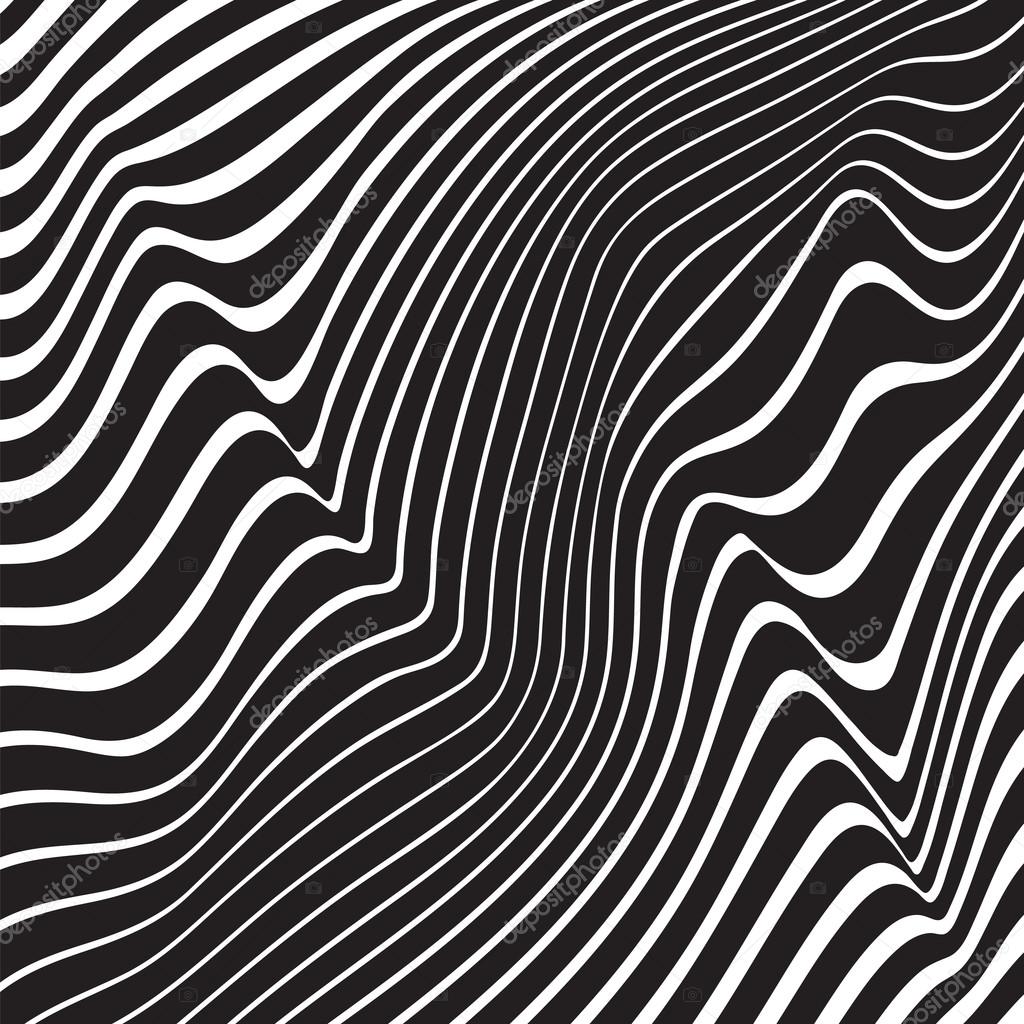 Optical art opart striped wavy background abstract waves black a Stock ...