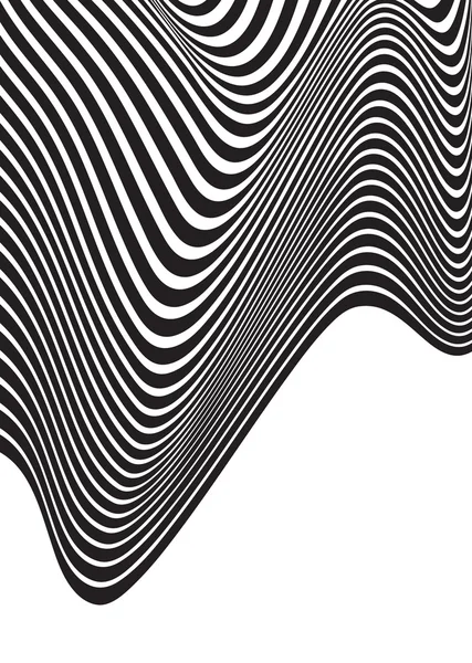 Optické umění pozadí vlna design černé a bílé — Stockový vektor