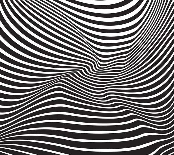 Optical art background wave design black and white — Stock Vector