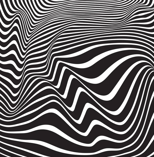 Optical art background wave design black and white — Stock Vector