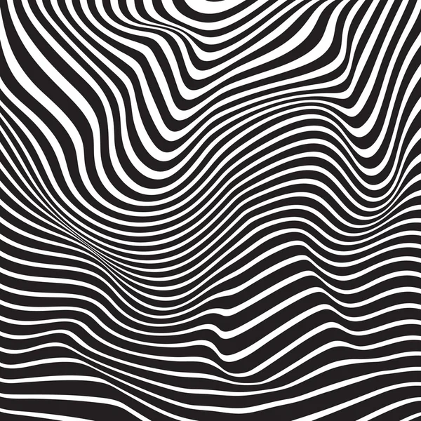 Optical art background wave design black and white — Stock Vector