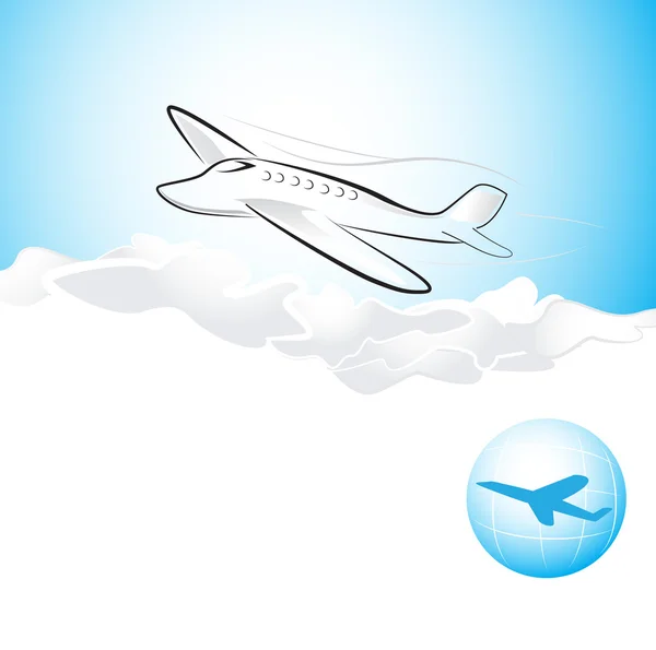 Weißes Flugzeug — Stockvektor