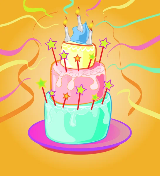 Funky birthday cake — Stock Vector