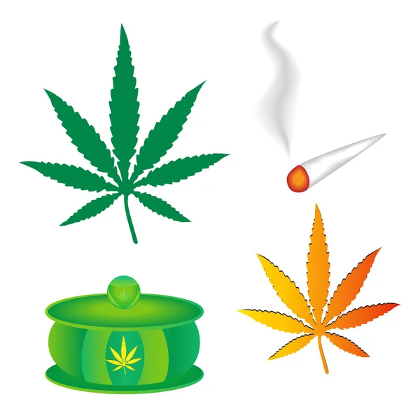 Cannabis stamps set - Stok Vektor