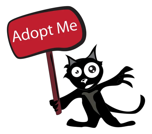 Süße schwarze Katze mit Adoptivszeichen — Stockvektor