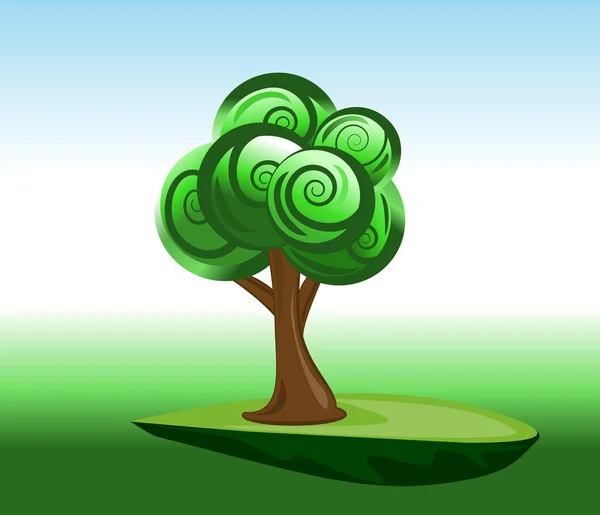 Árbol en el campo — Vector de stock