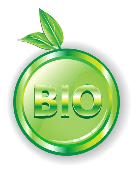 Green bio badge — Stock Vector