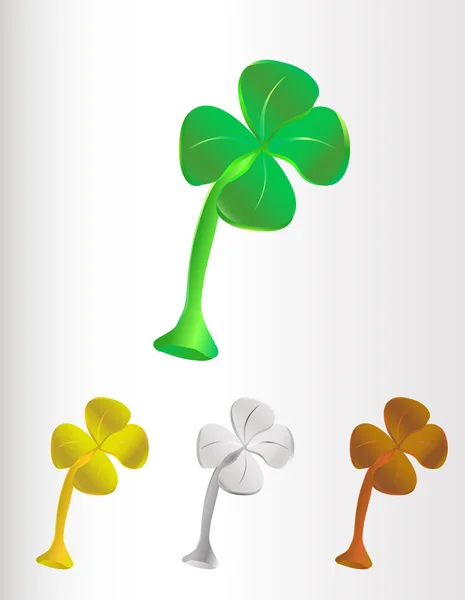 Set of lucky clovers — Stock Vector